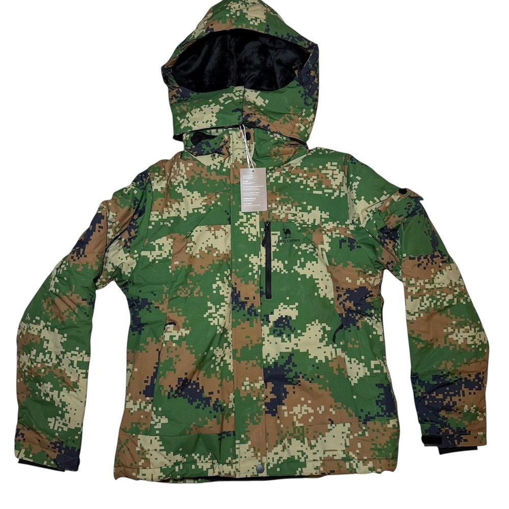 Camel Crown Women's Ski Jacket Camouflage Hooded Winter Coat Medium